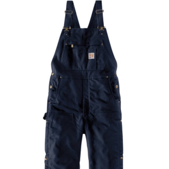NWT) Carhartt Mens Short Firm Duck Insulated Bib Overall Dark Navy